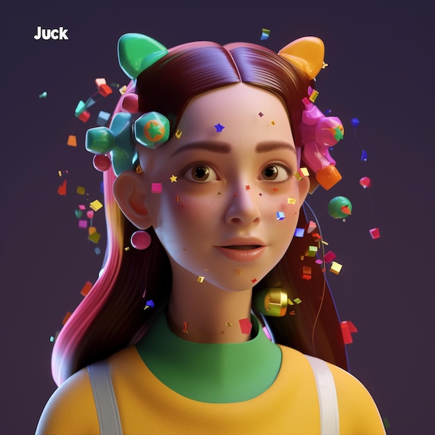 3d face of a young girl