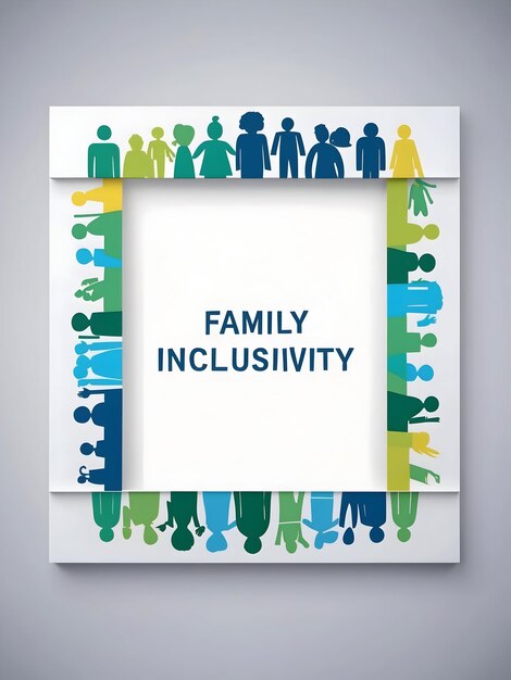 Photo 3d family diversity border with inclusivity text concept as a clean border frame with diverse family