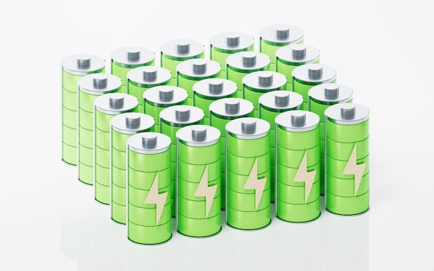 3D fast charge battery on white background energy technology concept 3d rendering