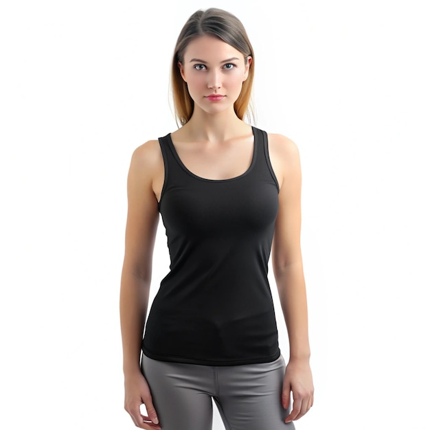 Photo 3d female black sleeveless top tank on a white background