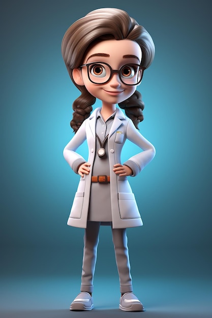 3d female doctor cartoon character