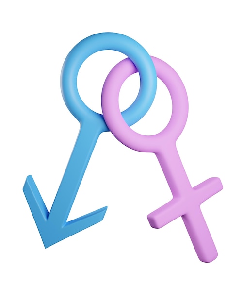 3d female and male gender symbol isolated on white background 3d render