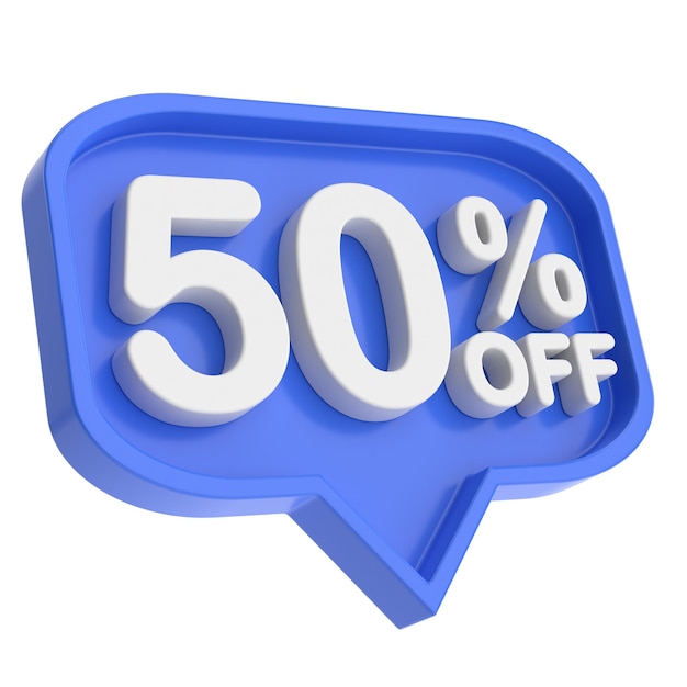 3D fifty percent off 50 off 50 sale