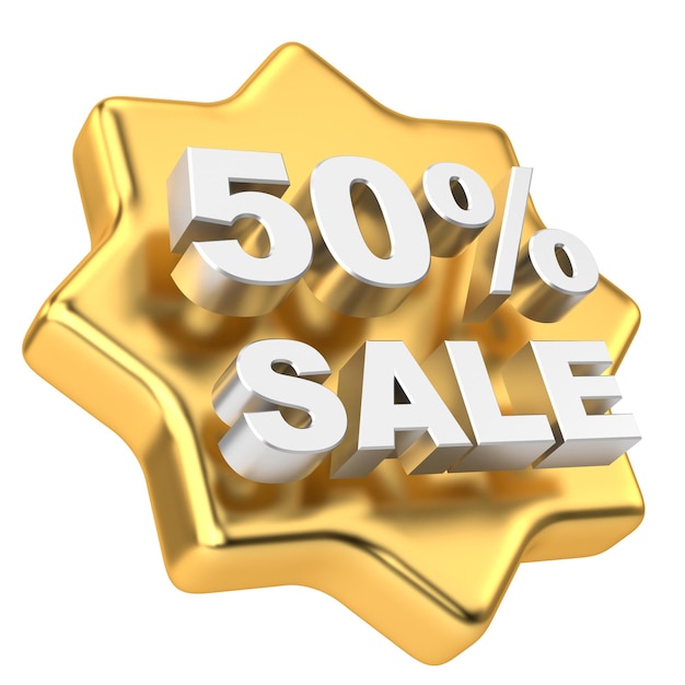 3D fifty percent sale 50 sale Golden sale badge