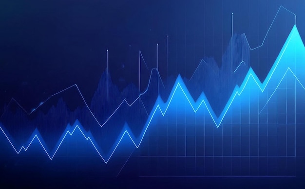 Photo 3d financial growth blue money business graph and investment market profit chart with currency repo