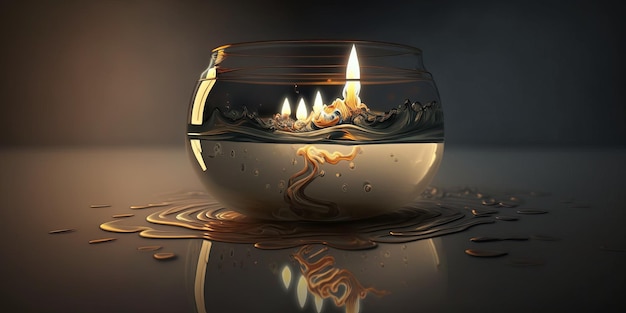 3D fire in a glass on a uniform background Generative AI