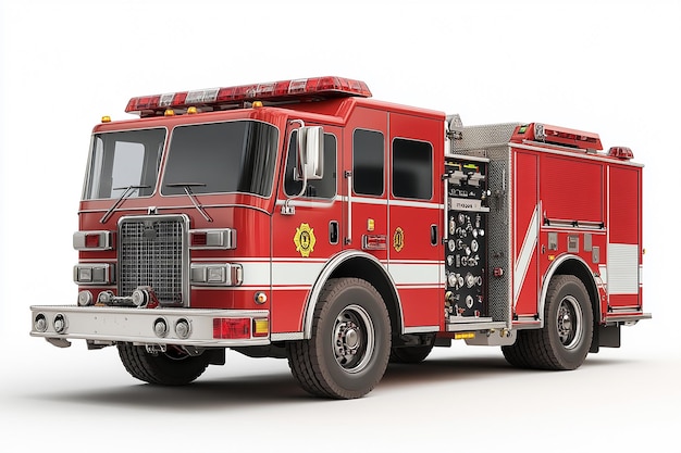 3D Fire Truck Sticker on White Background