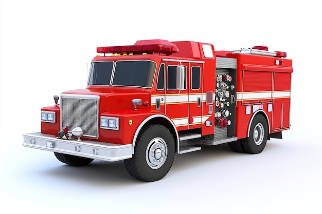 Photo 3d fire truck sticker on white background