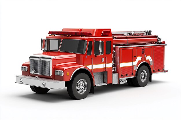 Photo 3d fire truck sticker on white background