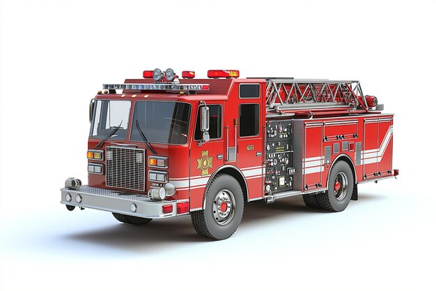 Photo 3d fire truck sticker on white background