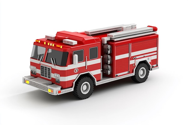 3D Fire Truck Sticker on White Background