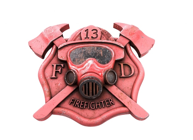 3d firefighter icon isolated on white background 3d render