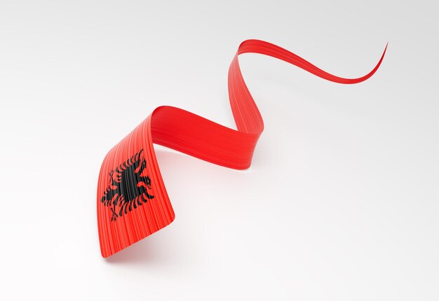 3d Flag Of Albania 3d Wavy Shiny Albania Ribbon Isolated On White Background 3d Illustration