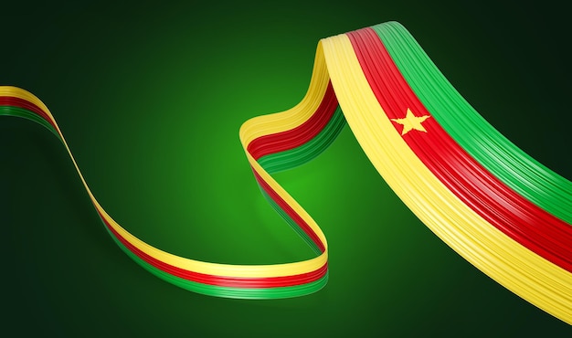 3d Flag Of Cameroon 3d Waving Ribbon Flag Isolated On Green Background 3d illustration