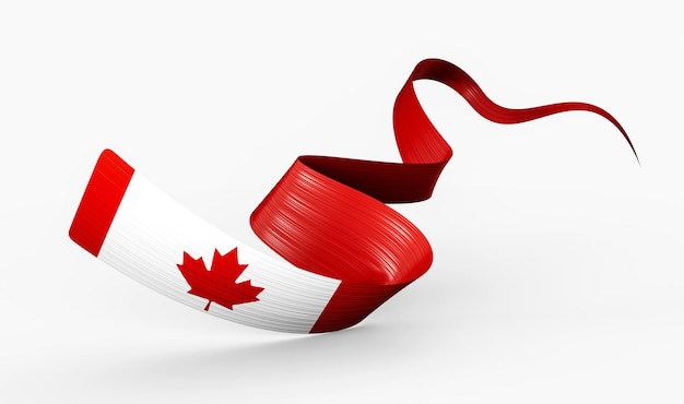 Photo 3d flag of canada 3d waving ribbon flag isolated on white background 3d illustration