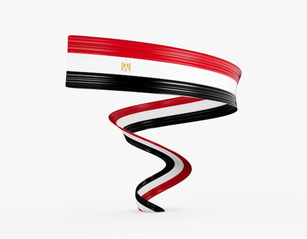 3d Flag Of Egypt 3d Shiny Waving Flag Ribbon Isolated On White Background 3d illustration