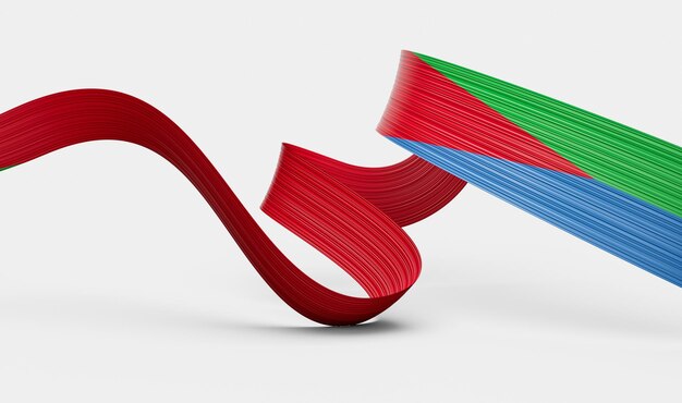 Photo 3d flag of eritrea 3d wavy shiny eritrea ribbon isolated on white background 3d illustration