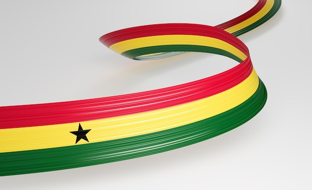 3d Flag Of Ghana 3d Wavy Shiny Ghana Ribbon Flag Isolated On White Background 3d Illustration