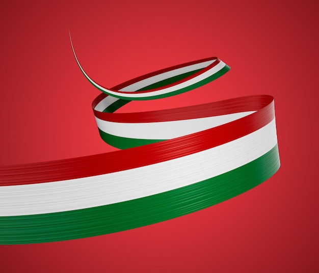 3d Flag Of Hungary 3d Waving Ribbon Flag Isolated On Red Background 3d Illustration