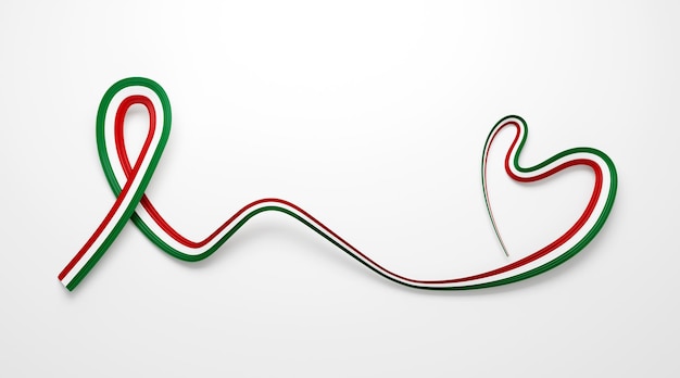 3d Flag Of Hungary Heart Shape Shiny Wavy Awareness Ribbon flag On White Background 3d Illustration