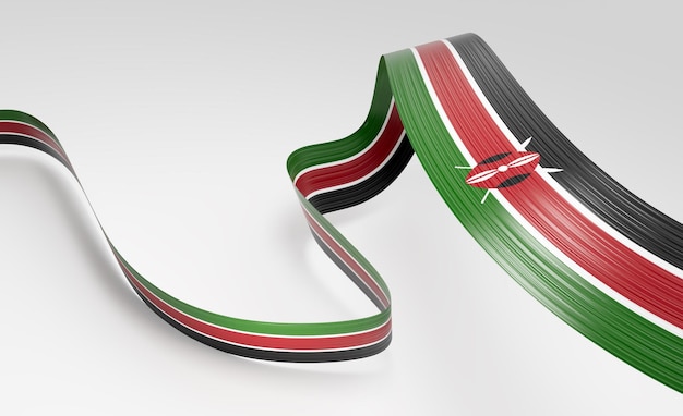 3d Flag Of Kenya 3d Shiny Waving Kenya Ribbon Flag On White Background 3d Illustration