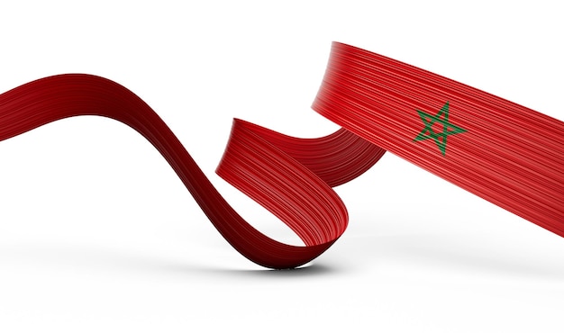 3d Flag Of Morocco 3d Wavy Shiny Morocco Ribbon Isolated On White Background 3d Illustration