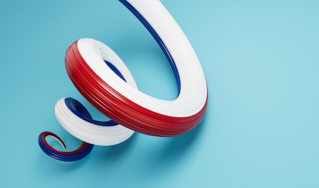 3d Flag of Netherlands 3d Spiral Glossy Ribbon Of Netherlands On Blue Background 3d illustration