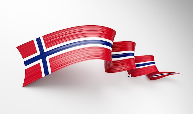 3d Flag Of Norway Country 3d Wavy Shiny Norway Ribbon Isolated On White Background 3d illustration