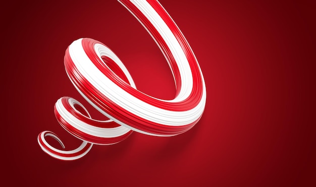 3d Flag of Poland Country 3d Spiral Glossy Ribbon Flag Of Poland On Red Background 3d illustration