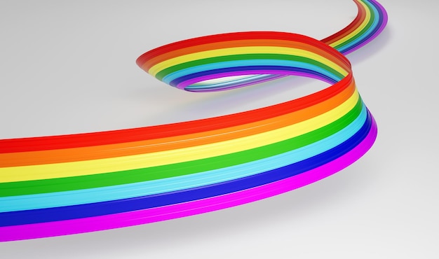 3d Flag Of Rainbow 3d Wavy Shiny Rainbow Ribbon Isolated On White Background 3d Illustration