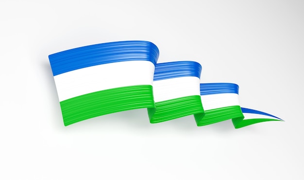 3d Flag Of Sierra Leone 3d Shiny Waving Flag Ribbon Isolated On White Background 3d illustration