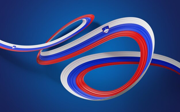 3d Flag Of Slovenia 3d Waving Ribbon Flag Isolated On Blue Background 3d Illustration