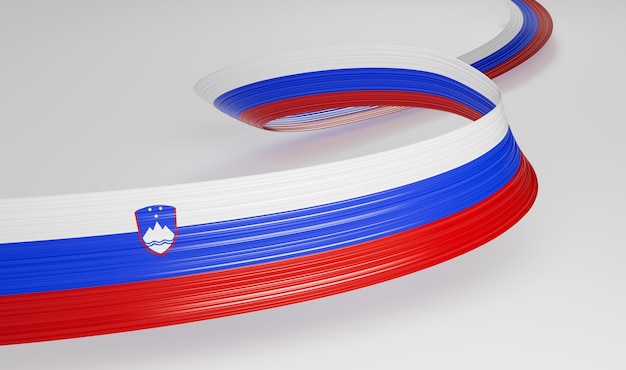 3d Flag Of Slovenia 3d Wavy Shiny Slovenia Ribbon Isolated On White Background 3d Illustration