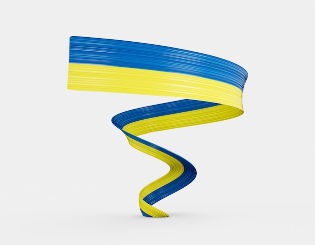 3d Flag Of Ukraine 3d Waving Flag Ribbon Isolated On White Background 3d Illustration