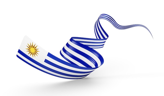 3d Flag Of Uruguay 3d Shiny Waving Ribbon Flag Isolated On White Background 3d Illustration