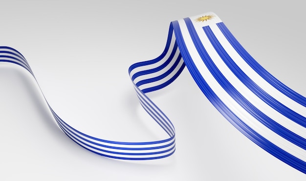 3d Flag Of Uruguay 3d Shiny Waving Ribbon Flag Isolated On White Background 3d Illustration