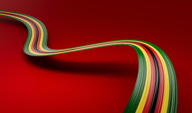 3d Flag Of Zimbabwe Country 3d Wavy Shiny Ribbon Isolated On Red Background 3d illustration