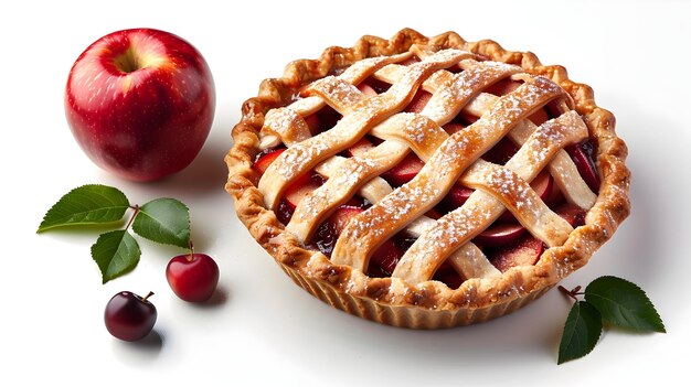 3D Flat Icon of American Flag and Apple Pie Symbolizing Classic Americana with Ample Space for Text