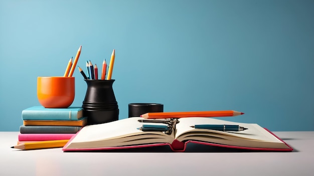 3d Flat icon as Book and Notebook concept as A book next to a notebook set against a whimsical backg