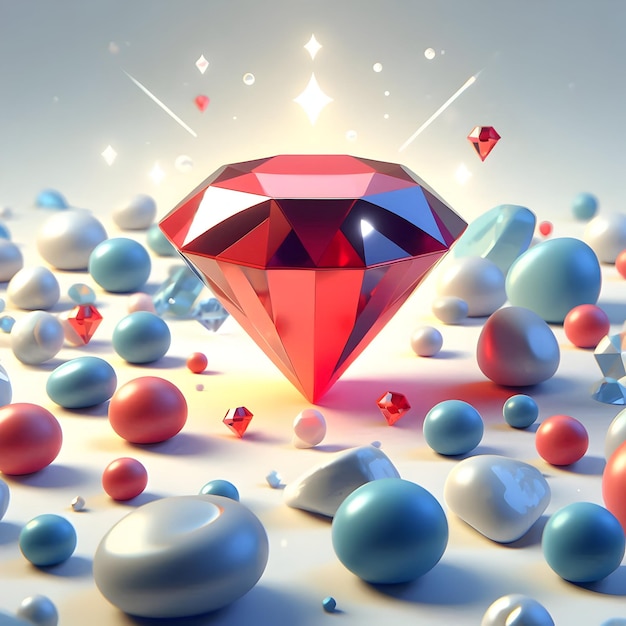 Photo 3d flat icon as bright gem among stones concept as a single bright gem stands out among numerous sto