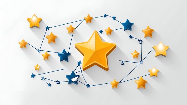 3d Flat icon as Bright Star Among Constellation concept as A single bright star stands out among a c