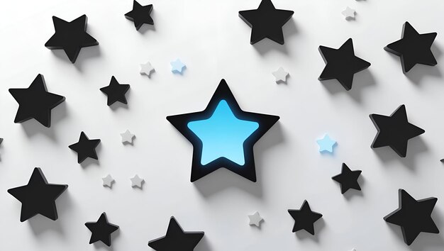 3d Flat icon as Bright Star Among Dull Stars concept as A single bright star stands out among numero