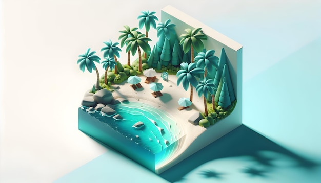 3d flat icon as Caribbean Calm The Caribbean turquoise waters and white sands a symphony of relaxati