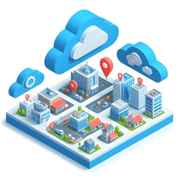 Photo 3d flat icon as cloud computing deployment models with public private and hybrid cloud icons concept