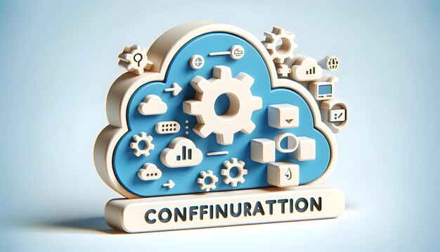 Photo 3d flat icon as cloud and gear with configuration wording concept as a detailed illustration of a cl