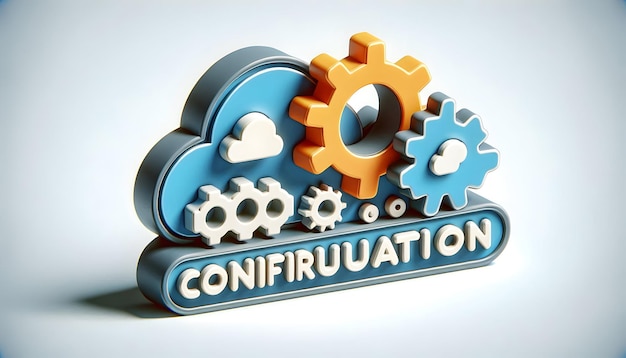 Photo 3d flat icon as cloud and gear with configuration wording concept as a detailed illustration of a cl