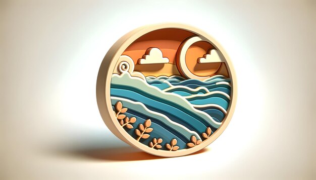 3d flat icon as Coastal Calm Depict the soothing effect of oceanic horizons in Global Business the