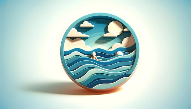 3d flat icon as Coastal Calm Depict the soothing effect of oceanic horizons in Global Business the