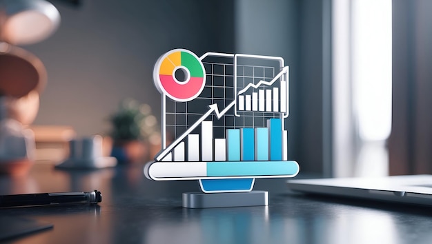 3d Flat icon as Data Analyst with Graph and Verification Symbol concept as An image of a data analys