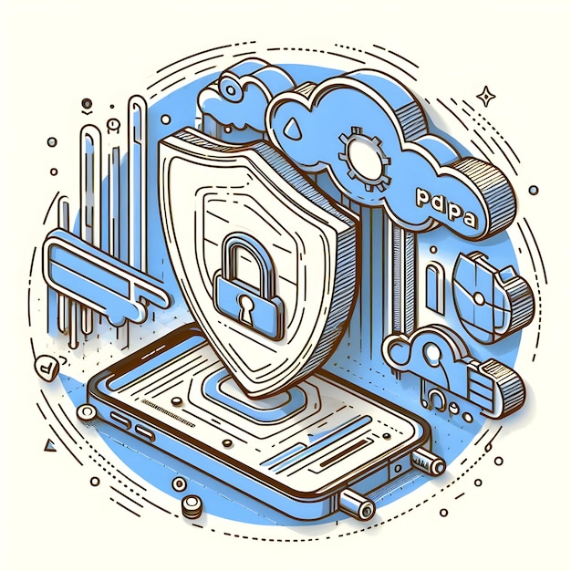 Photo 3d flat icon as data privacy pdpa illustration with blank area for customizable text concept as a cr